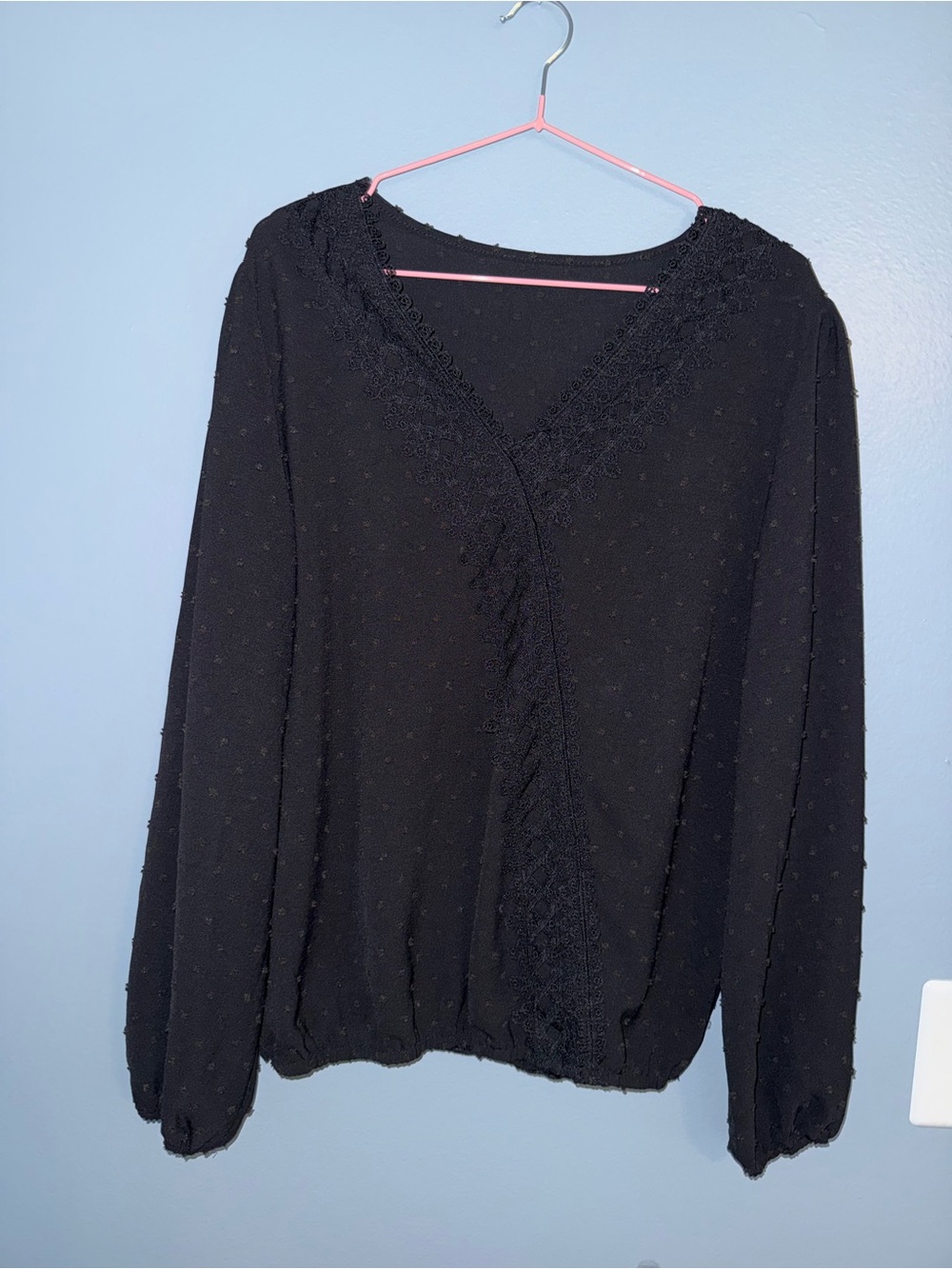 Black Women’s V-Neck Long Sleeve Top